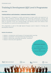 Training Delivery and Evaluation Course Outline | QQI Level 6 Award | Optimum